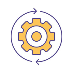 Obraz premium gear with arrows line and fill style icon design, Innovation idea and creativity theme Vector illustration