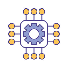 gear with circuit line and fill style icon design, Innovation idea and creativity theme Vector illustration