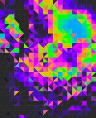 Obraz premium blue cyan green magenta neon trippy psychedelic geometric shapes abstract background