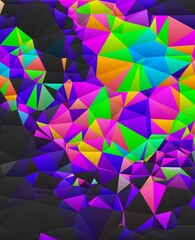 Fototapeta premium blue cyan green magenta neon trippy psychedelic geometric shapes abstract background