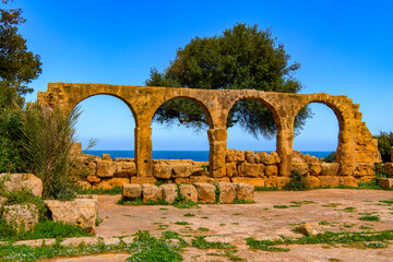 Fototapeta na wymiar Vestiges of the Christian church in Tipasa, a colonia in Roman province Mauretania Caesariensis, nowadays Algeria. UNESCO World Heritage Site