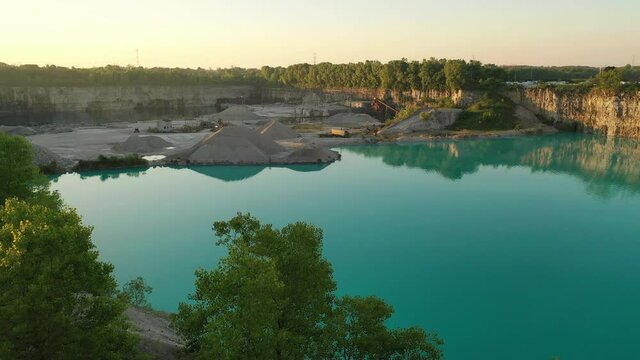 Aerial view of Stone Plant. Quarrying and manufacturing of natural stone products for building, construction, landscaping purposes