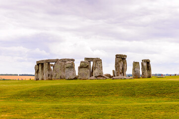 Cloudy sky over the Stonehenge, a prehistoric monument in Wiltshire, England. UNESCO World Heritage...