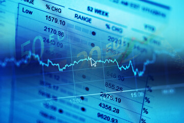 Financial data on a monitor. Finance data concept.