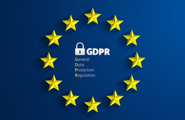 GDPR - General Data Protection Regulation. EU flag. Vector illustration