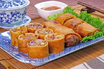 spring rolls. Famous Chinese cuisine