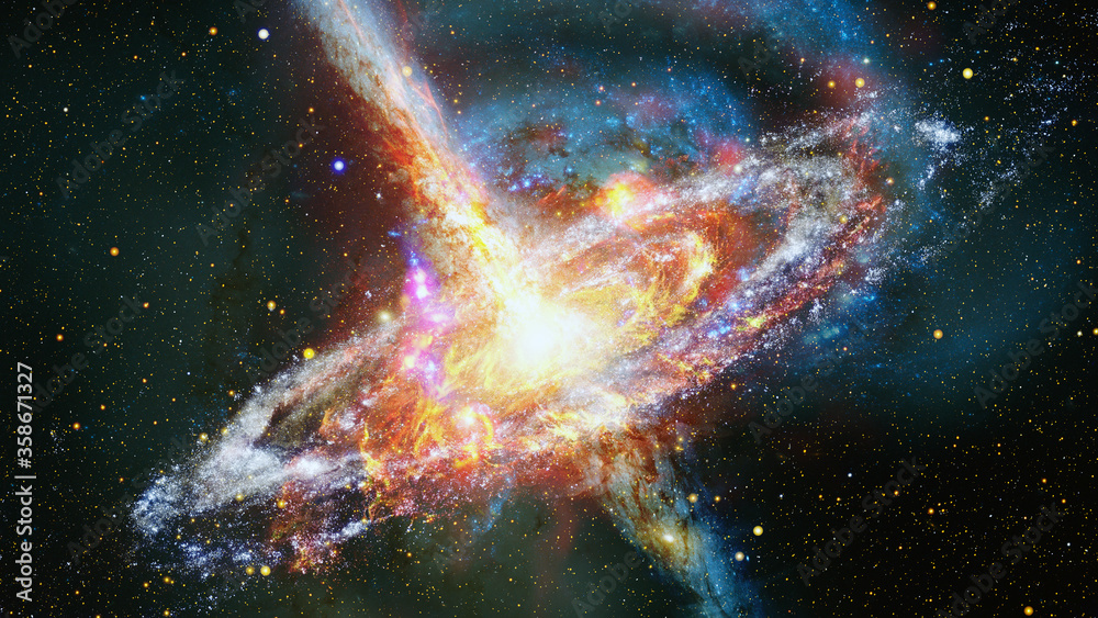 Wall mural space landscape with nebula and pulsar. elements of this image furnished by nasa