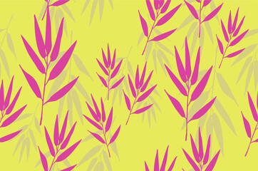 Bamboo leaf composition in design. Vector romantic landscape with bamboo trees on a white and gray background, and various attractive colors make an exclusive design	