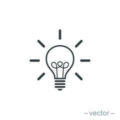 The light bulb icon vector, full of ideas and creative thinking, analytical thinking for processing. Outline symbol illustration. EPS 10
