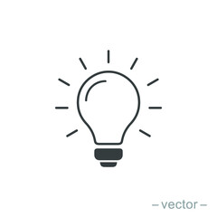 The light bulb icon vector, full of ideas and creative thinking, analytical thinking for processing. Outline symbol illustration. EPS 10