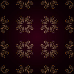 Dark red floral vector seamless in the editable background with gold and silver, Luxurious, Wallpaper, Luxury geometric pattern in printing, fashion design, wedding, Elegant, and invitation