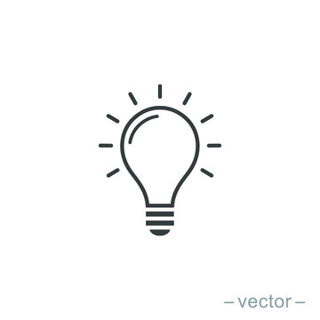 The light bulb icon vector, full of ideas and creative thinking, analytical thinking for processing. Outline symbol illustration. EPS 10