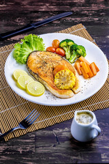 Salmon steak healthy tasty food