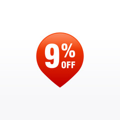 9 discount, Sales Vector badges for Labels, , Stickers, Banners, Tags, Web Stickers, New offer. Discount origami sign banner