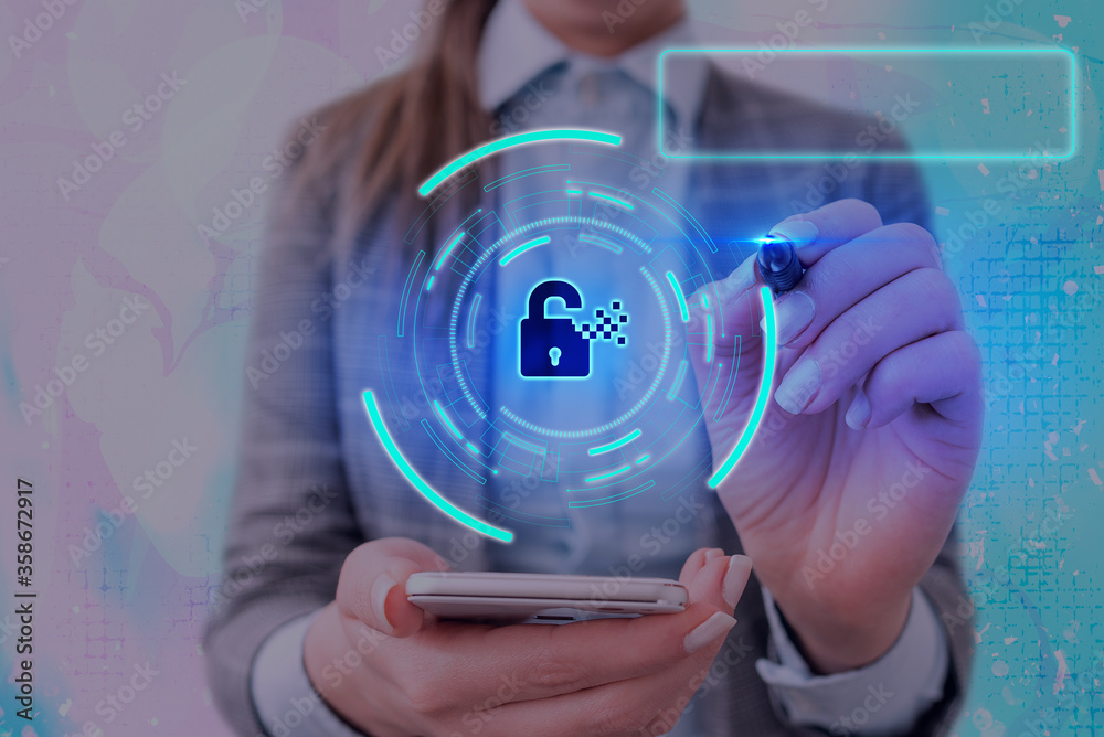 Poster graphics padlock for web data information security application system