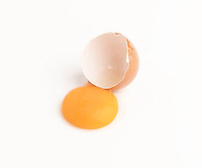 Raw chicken egg and yolks isolated