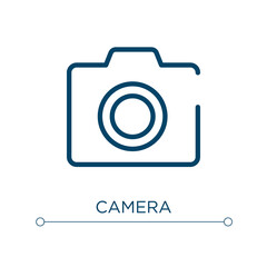 Camera icon. Linear vector illustration. Outline camera icon vector. Thin line symbol for use on web and mobile apps, logo, print media.