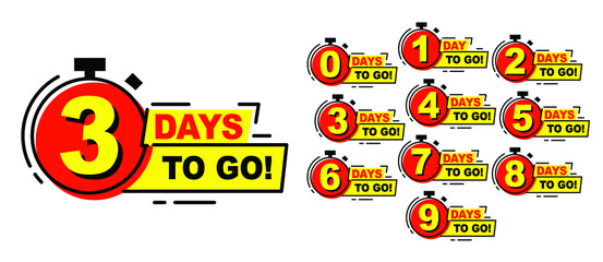 Countdown left days banner. count time sale. Nine, eight, seven, six, five, four, three, two, one, zero days left. Vector illustration. EPS 10