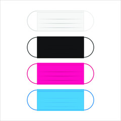 Medical mask or Hygienic mask vector front color white black pink blue