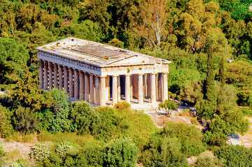 Fototapeta na wymiar It's Temple of Hephaestus/Theseion. View from the Acropolis of Athens. UNESCO World Hetiage site.