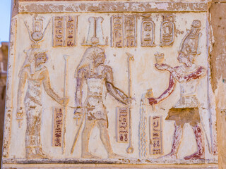 It's Hieroglyphs of the Deir el-Haggar temple, Dakhla Oasis, Western Desert, Egypt