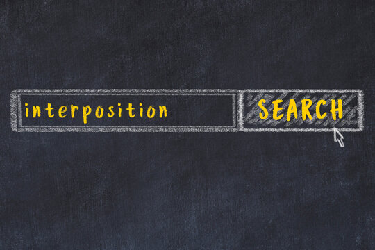 Search engine concept. Looking for interposition. Simple chalk sketch and inscription