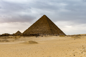 Fototapeta na wymiar It's Great Pyramids at the Giza Necropolis, Giza Plateau, Egypt. UNESCO World Heritage