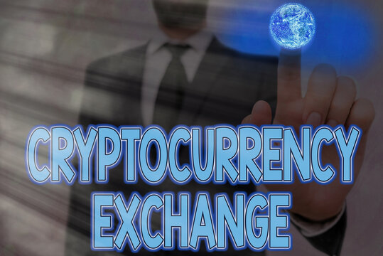 Handwriting text writing Cryptocurrency Exchange. Conceptual photo allow client to trade digital money for other assets Elements of this image furnished by NASA