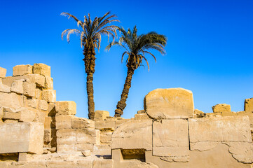 It's Karnak temple complex, Luxor, Egypt (Ancient Thebes with its Necropolis), a vast mix of decayed temples, chapels, pylons, and other buildings. UNESCO World Heritage site.