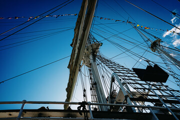 Rope ladders on a sailboat.