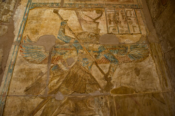 Fototapeta premium It's Hieroglyphs of the Temple of Hibis, the largest and most well preserved temple in the Kharga Oasis, Egypt