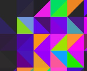 neon green magenta purple cyan geometric shapes abstract background