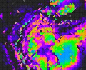 neon green magenta purple cyan geometric shapes abstract background