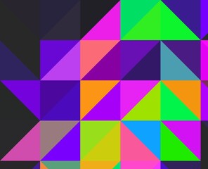 neon green magenta purple cyan geometric shapes abstract background
