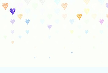Light Blue, Yellow vector background with Shining hearts.