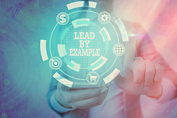 Word writing text Lead By Example. Business photo showcasing Be a role model by following the rules...
