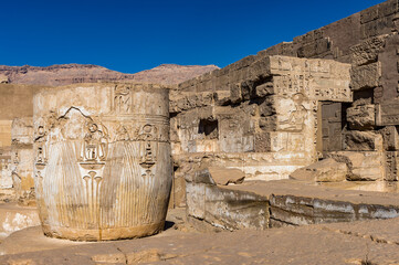 It's Inetrior of the Medinet Habu (Mortuary Temple of Ramesses III), West Bank of Luxor in Egypt.