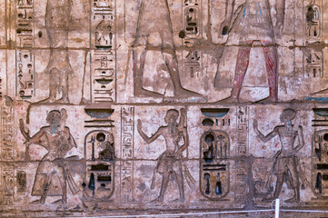 It's Hieroglyphs of the Medinet Habu (Mortuary Temple of Ramesses III), West Bank of Luxor in Egypt.