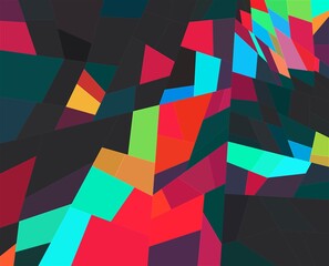 red magenta orange cyan blue geometric shapes abstract background