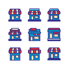 store icon set collection color style design