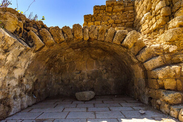 It's Stones and other ancient ruins of Caesarea Maritima, Mediterranean Sea coast, Israel
