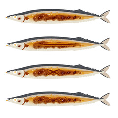 焼き秋刀魚の切れ目色々