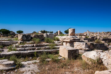 Fototapeta na wymiar It's Roman colums of the ancient city of Gadara, modern Jordan