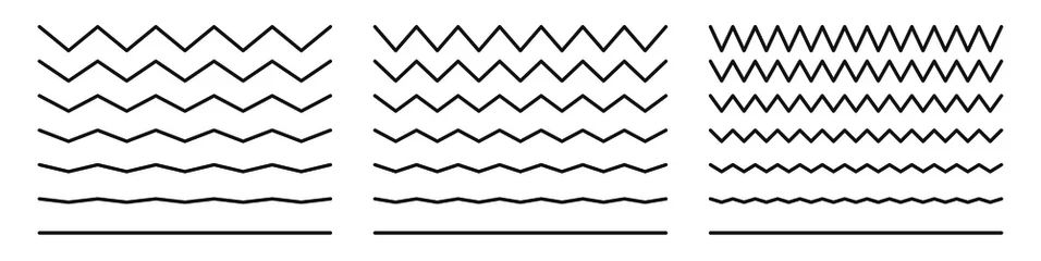 Fotobehang Wave line and wavy zigzag pattern lines. Vector black underlines, smooth end squiggly horizontal curvy squiggles © Mantav Jivva