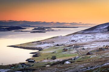 winter sunset over the sea