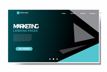 aqua business landing page design. modern template illustration vector