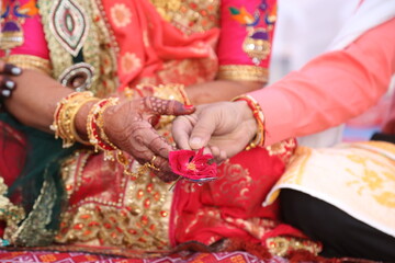Fototapeta na wymiar Indian traditional wear Hindu culture wedding celebration