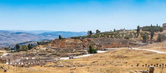 It's Close view of the ruins of the Ancient Roman city of Gerasa of Antiquity , modern Jerash, Jordan