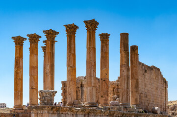 Obraz premium It's Artemis Temple, Ancient Roman city of Gerasa of Antiquity , modern Jerash, Jordan