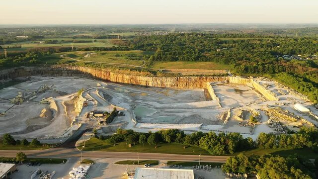 Aerial view of Stone Plant. Quarrying and manufacturing of natural stone products for building, construction, landscaping purposes